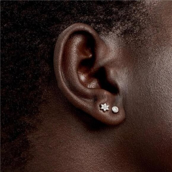 8-Pair Silver Stud Earring Set – Minimalist Hypoallergenic Cubic Zirconia - Picture 2 of 5